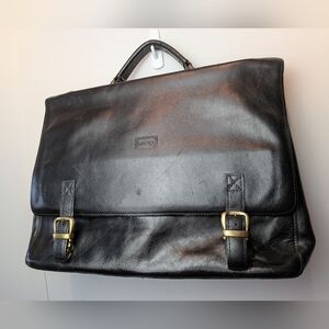 SACHA Vintage Leather Black Messenger Bag Made In Canada
